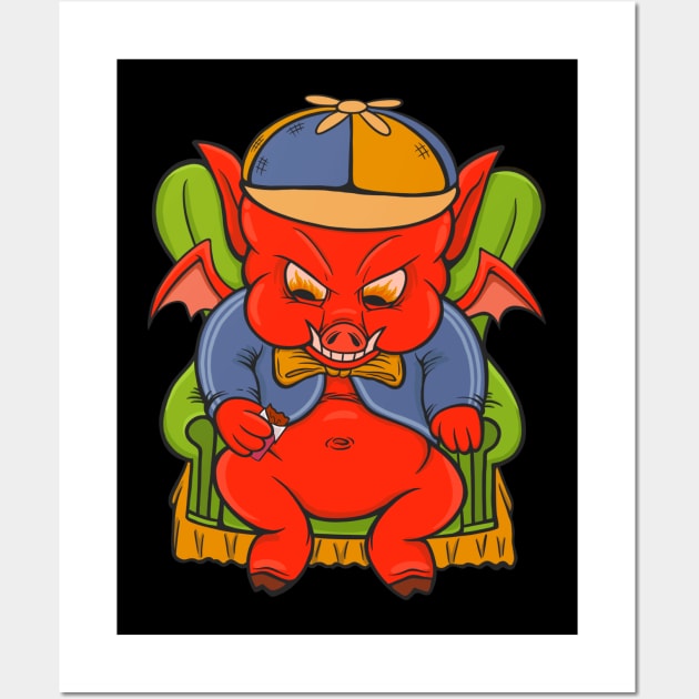 Candy Devil Pig Wall Art by flynnryanart